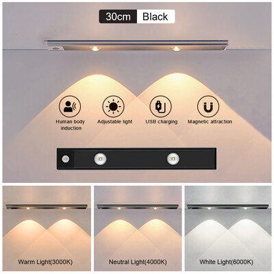 LED judesio jutiklis naktiniai žibintai, ypač ploni po spintele, belaidė USB, skirta miegamojo virtuvės spintai, vidaus magnetiniam apšvietimui