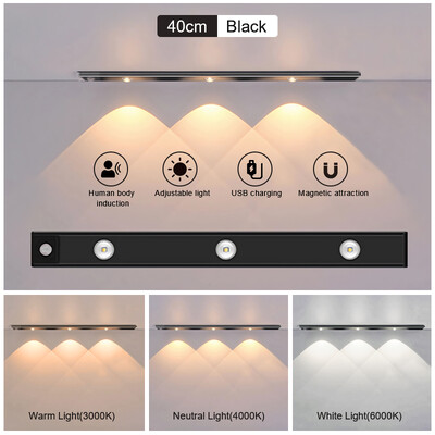 LED judesio jutiklis naktiniai žibintai, ypač ploni po spintele, belaidė USB, skirta miegamojo virtuvės spintai, vidaus magnetiniam apšvietimui