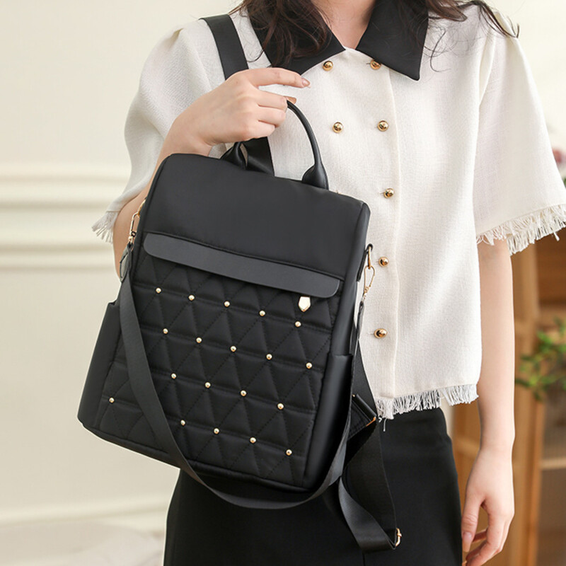 Rucsac de damă de mare capacitate Rucsac de călătorie ocazional Geantă de umăr simplă de culoare solidă Rucsac din pânză de nailon de înaltă calitate Mochilas