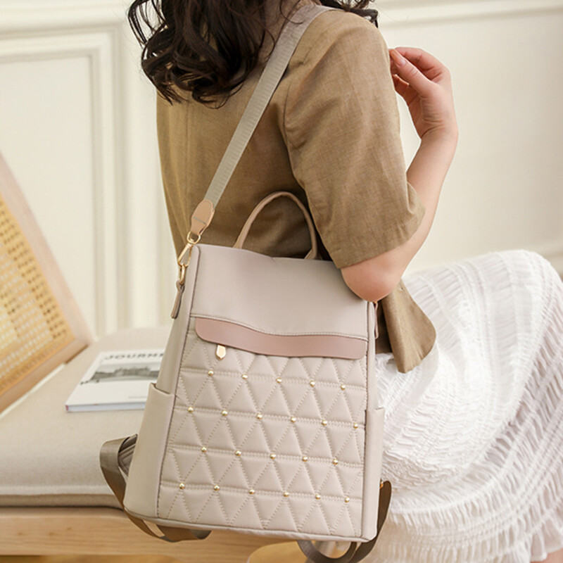 Rucsac de damă de mare capacitate Rucsac de călătorie ocazional Geantă de umăr simplă de culoare solidă Rucsac din pânză de nailon de înaltă calitate Mochilas