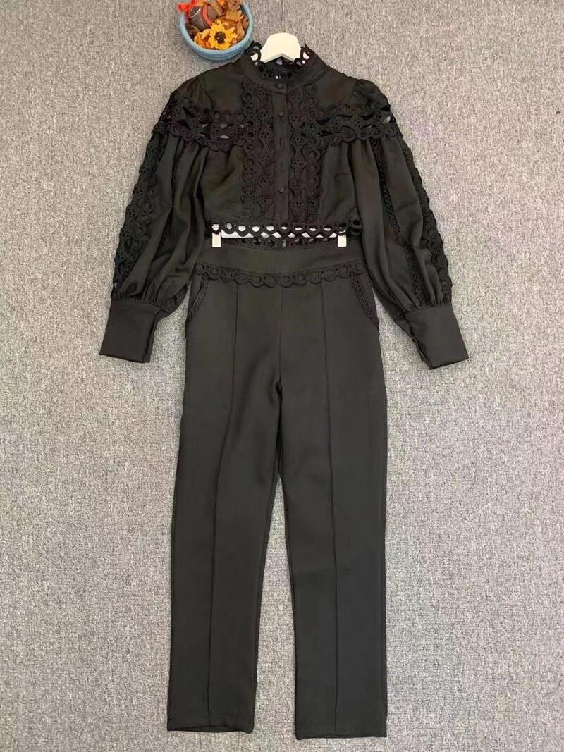 Set de trening din două piese Ținute pentru damă, cu mânecă lungă, alb, jacquard, cu mânecă scurtă, evazată, + pantaloni drepte, pentru femei.