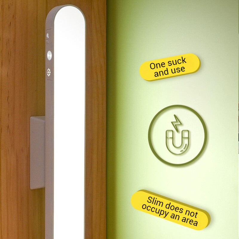 LED spintelės lemputė C tipo įkraunama indukcinė naktinė lemputė belaidė nešiojama detektoriaus lempa, skirta spintos prieškambariui