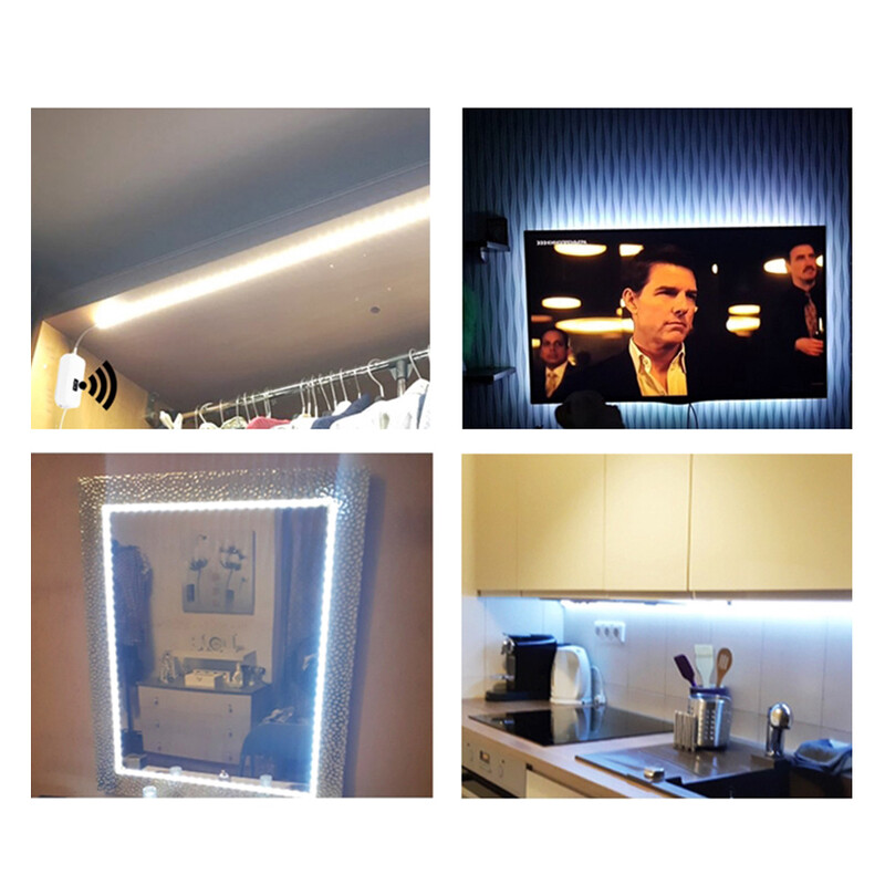 LED juostelinė lemputė USB 5V rankų valymo judesio jutiklis LED juostelinis apšvietimas televizoriaus virtuvės LED juostelės išmaniosios spintelės spintos jutiklio lempa