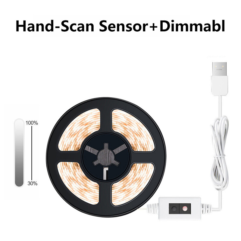 LED juostelinė lemputė USB 5V rankų valymo judesio jutiklis LED juostelinis apšvietimas televizoriaus virtuvės LED juostelės išmaniosios spintelės spintos jutiklio lempa