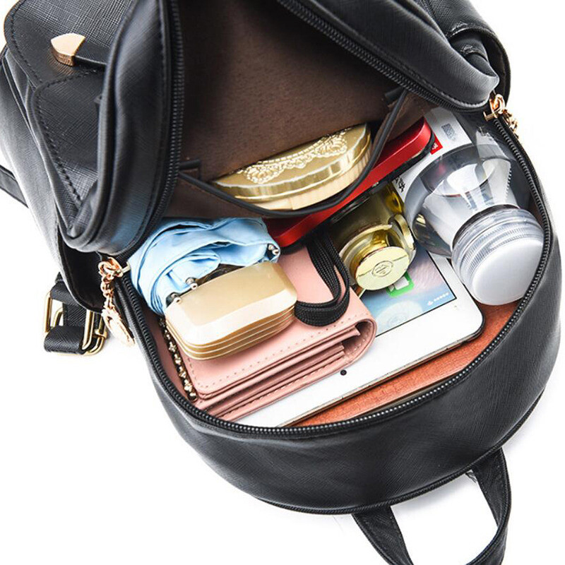 Sieviešu mugursoma PU maza pusaudžu meiteņu modes brīvlaika soma ar rāvējslēdzēju plecu soma Lielas ietilpības sieviešu mini skolas mugursoma