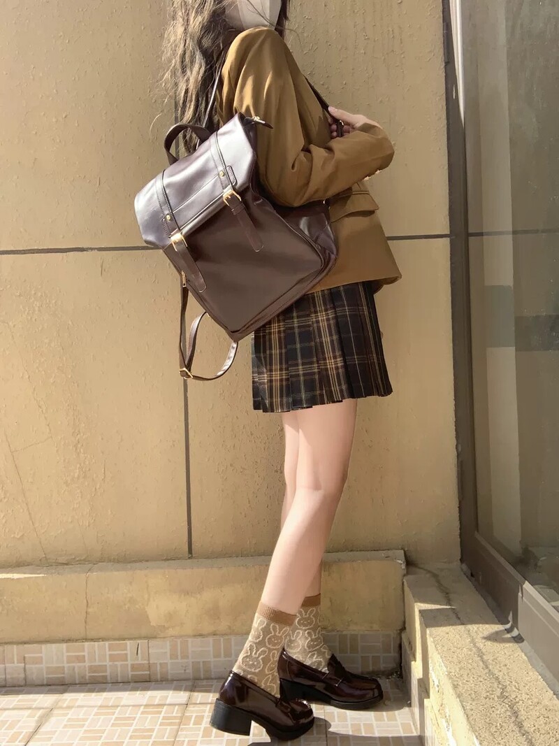 JIAERDI Vintage Brown Jk kuprinės Moteriškos High Street Preppy Style Pu Odinė Mini kuprinė Moteriška Harajuku Kasdienis mokyklinis krepšys Naujas
