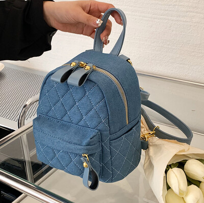 Modes mini mugursoma sieviešu plecu soma pusaudžu meitenēm, daudzfunkcionāla maza soma, sieviešu mugursoma ar džinsu audumu