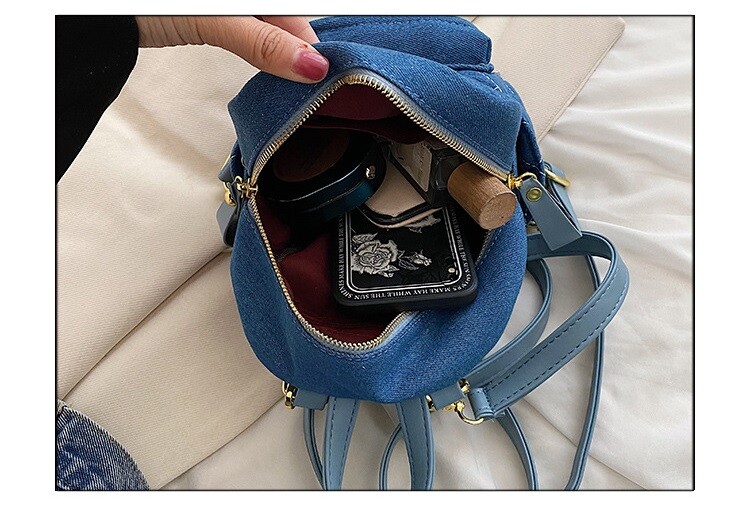 Modes mini mugursoma sieviešu plecu soma pusaudžu meitenēm, daudzfunkcionāla maza soma, sieviešu mugursoma ar džinsu audumu