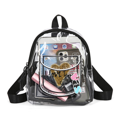 Sieviešu caurspīdīga mugursoma PVC mazo burtu skolas soma ar regulējamu siksnu ikdienas ceļojumu mugursoma sievietēm ikdienas lietošanai
