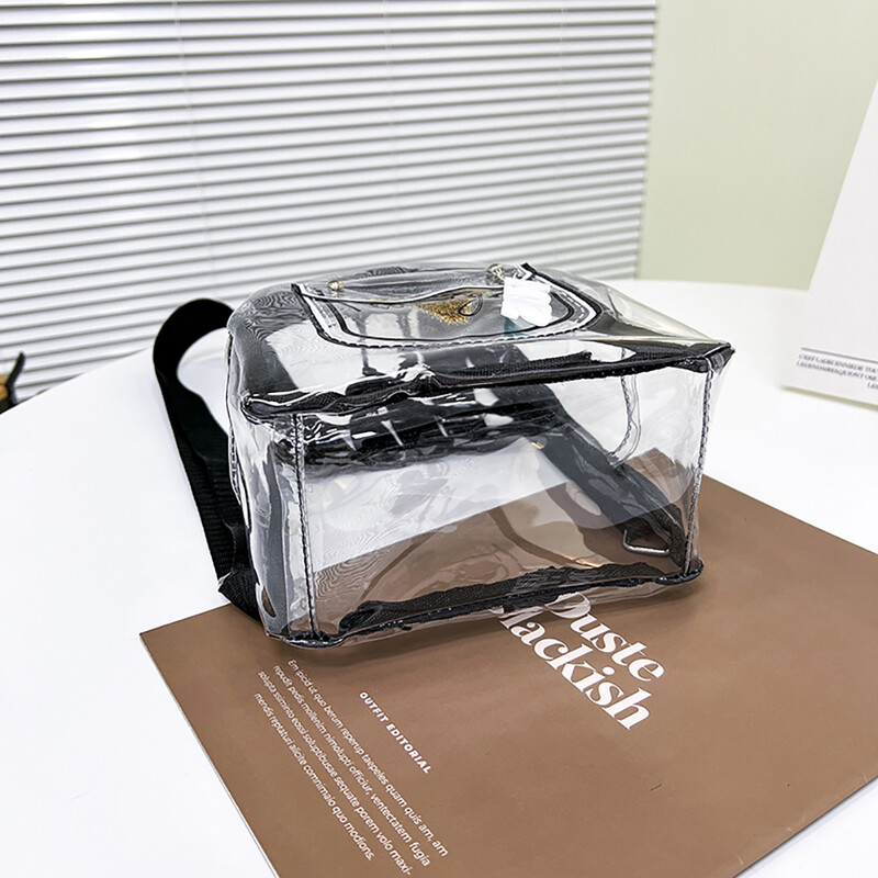 Sieviešu caurspīdīga mugursoma PVC mazo burtu skolas soma ar regulējamu siksnu ikdienas ceļojumu mugursoma sievietēm ikdienas lietošanai