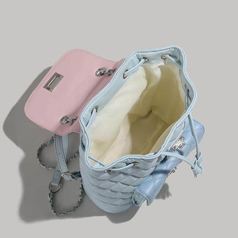 Western stílusú kis illatú női új csúcskategóriás egyszínű gyémánt kockás láncos hátizsák