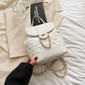 Trendovski ženski ruksak s lančićem u obliku romba, torba za nošenje preko ramena velikog kapaciteta, ležerna jednobojna ručna torba visoke kvalitete