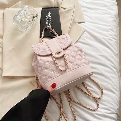 Trendovski ženski ruksak s lančićem u obliku romba, torba za nošenje preko ramena velikog kapaciteta, ležerna jednobojna ručna torba visoke kvalitete