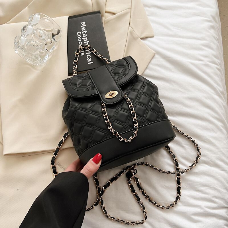 Trendovski ženski ruksak s lančićem u obliku romba, torba za nošenje preko ramena velikog kapaciteta, ležerna jednobojna ručna torba visoke kvalitete