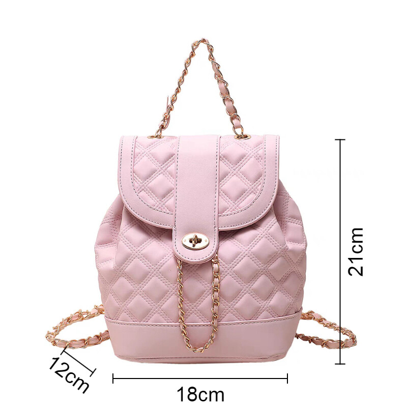 Trendovski ženski ruksak s lančićem u obliku romba, torba za nošenje preko ramena velikog kapaciteta, ležerna jednobojna ručna torba visoke kvalitete