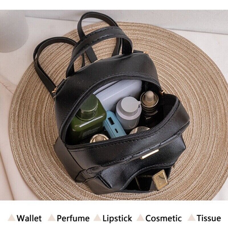 Rucsac de damă la modă ocazională Rucsac simplu de culoare solidă pentru femei Rucsac mic de călătorie/școală Rucsac din piele PU 2024