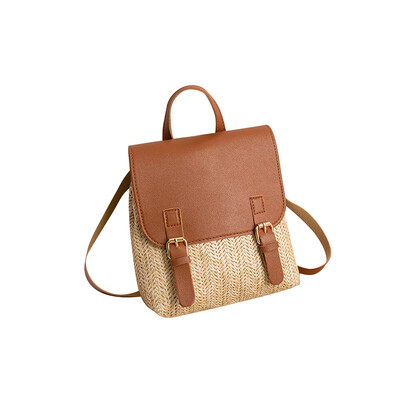 Divatos női válltáska Vintage szalma szőtt táska PU bőr válltáska Elegáns Luxus Sokoldalú Designer Hátizsák Mochilas