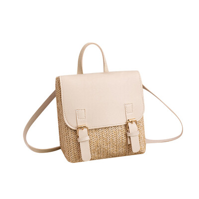 Divatos női válltáska Vintage szalma szőtt táska PU bőr válltáska Elegáns Luxus Sokoldalú Designer Hátizsák Mochilas