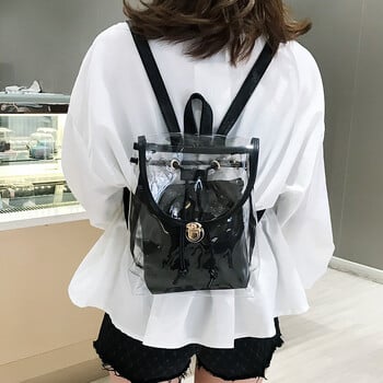 2023 Νέα μίνι μόδα γυναικεία τσάντα πλάτης PVC Designer Girl Clear Transparent Bag Jelly Travel Backpack for Lady Female Shoulder Bags