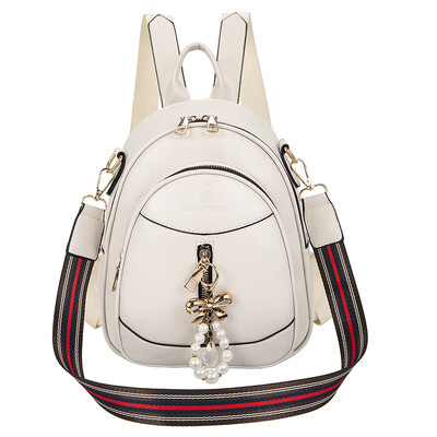 Rucsacuri pentru femei din piele PU Genți de școală pentru fete adolescente Genți de umăr pentru doamne mici, de modă, cu ciucuri de perle, geantă de cărți pentru femei.