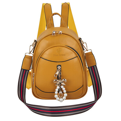 Rucsacuri pentru femei din piele PU Genți de școală pentru fete adolescente Genți de umăr pentru doamne mici, de modă, cu ciucuri de perle, geantă de cărți pentru femei.