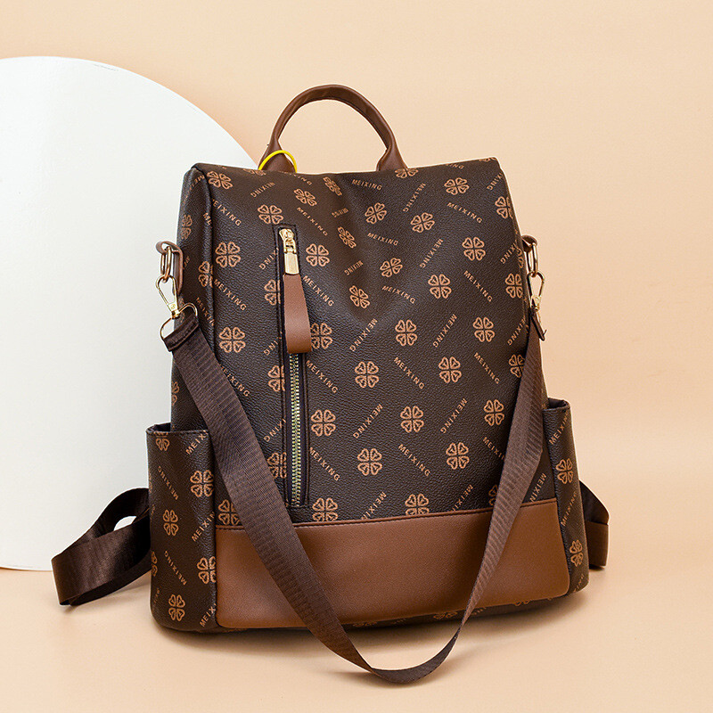 Lielas ietilpības PU ādas sieviešu mugursoma Luksusa zīmola dizainers Pretzagšanas mugursoma Sieviešu ceļojumu mugursoma Mochila