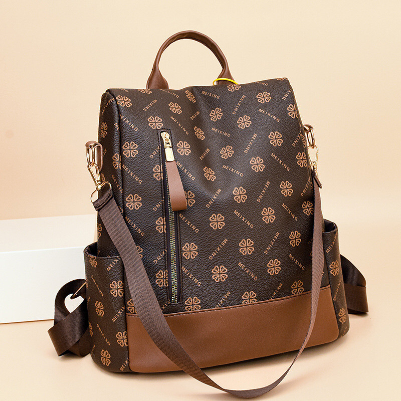 Lielas ietilpības PU ādas sieviešu mugursoma Luksusa zīmola dizainers Pretzagšanas mugursoma Sieviešu ceļojumu mugursoma Mochila