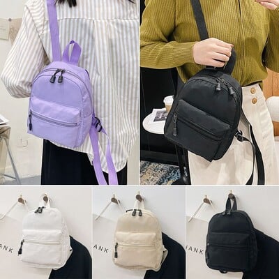 Trend Nylon Casual Genți de școală mici Geanta Femeie Rucsac alb Mini rucsacuri