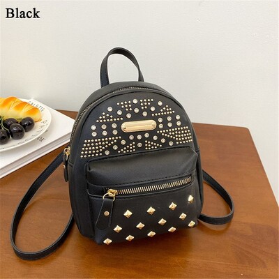 Sieviešu PU ādas kniedes mini mugursomas Mazas mugursomas skolas somas plecu somas