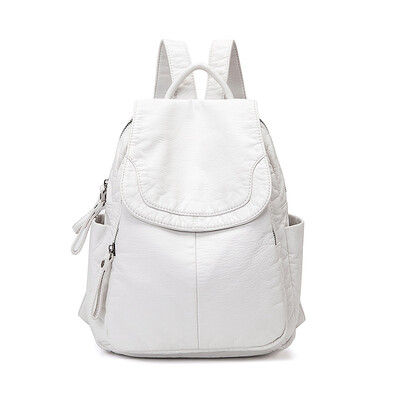 Motaora sieviešu mugursoma, balta, mazgāta āda, sieviešu mugursoma, maza skolas soma pusaudžu meitenēm, piemērota ikdienas ceļojumu soma