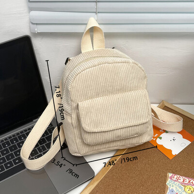 Novi modni ženski mini ruksak Jednobojni samt mali ruksaci Jednostavne ležerne studentske torbe za knjige Putne ruksake