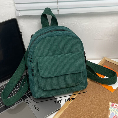 Novi modni ženski mini ruksak Jednobojni samt mali ruksaci Jednostavne ležerne studentske torbe za knjige Putne ruksake