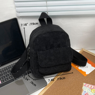 Novi modni ženski mini ruksak Jednobojni samt mali ruksaci Jednostavne ležerne studentske torbe za knjige Putne ruksake