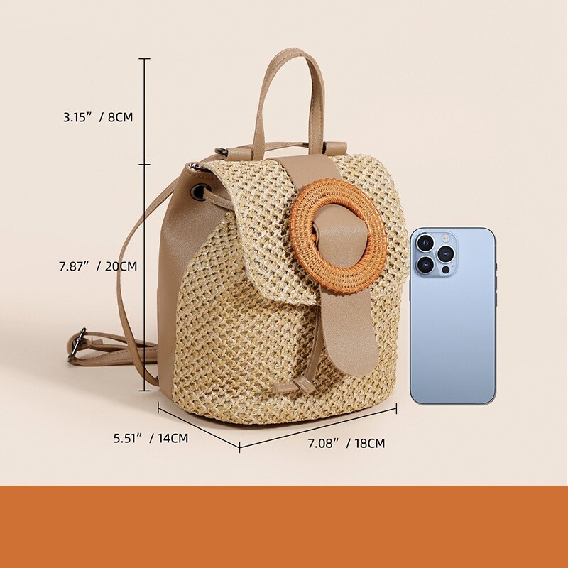 Rucsac de paie elegant pentru femei Genți de umăr Messenger Summer Beach Travel Genți de mână țesute manual pentru femei Cadou