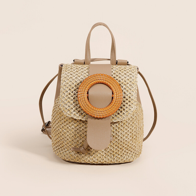 Rucsac de paie elegant pentru femei Genți de umăr Messenger Summer Beach Travel Genți de mână țesute manual pentru femei Cadou