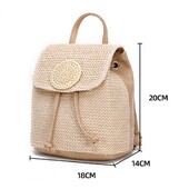 Nagyszerű szalma vödörtáska, nagy kapacitású, könnyű szövésű vödör hátizsák női elegáns, kézzel szőtt szalmazsákok