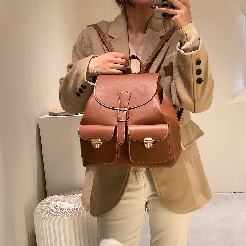Bőr hátizsák nőknek utazási alkalmi hátizsákok fiatal lány válltáskák Luxus női iskolatáskák kültéri hátizsákok