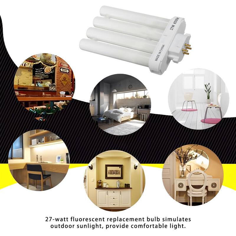 Stalinės lempos vamzdis Energiją taupanti kompaktiška fluorescencinė lemputė FML 27EX-N 27W 4 kontaktų Quad 6500K 2H kvadratinė 4 eilių lemputė