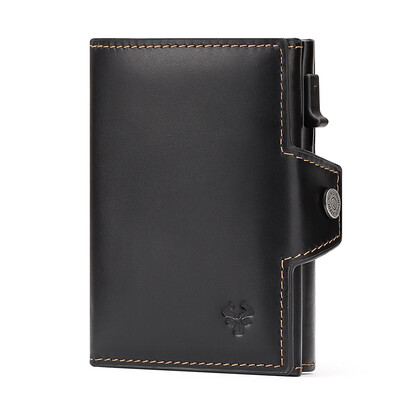 HUMERPAUL Smart Pop Up Card Wallet για άνδρες RFID Γνήσια δερμάτινη θήκη για κάρτες Λεπτή γυναικεία τσάντα με φερμουάρ για κέρματα με θήκη χαρτονομισμάτων