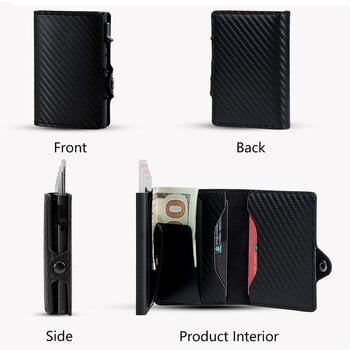 CASEKEY Carbon Fiber Protector Θήκη πιστωτικής κάρτας Tarjetero Hombre RFID μονό κουτί Smart Wallet Slim Pop Up Θήκη κάρτας