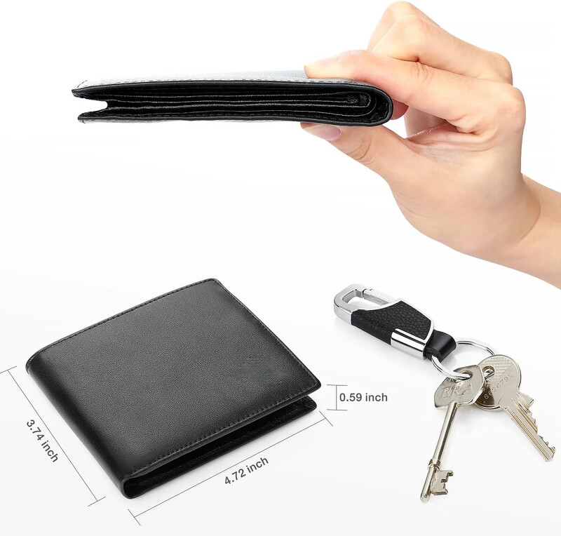 Κλασικά ανδρικά μαύρα δερμάτινα πορτοφόλια Συμπαγείς μαλακές θήκες πιστωτικών καρτών Λεπτά πορτοφόλια μπλοκαρίσματος RFID Διαμερίσματα τραπεζογραμματίων με τσέπη νομισμάτων