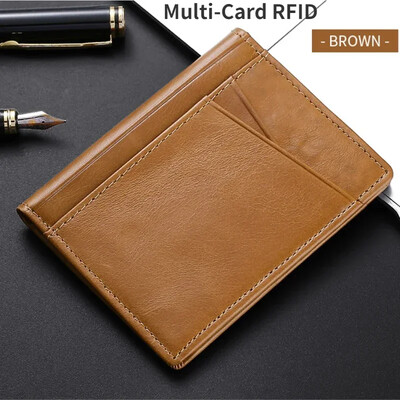 Ultra vékony puha pénztárca 100% valódi bőrből mini hitelkártya tartó pénztárca Multi Card RFID vékony kis kártyatartó férfi pénztárca