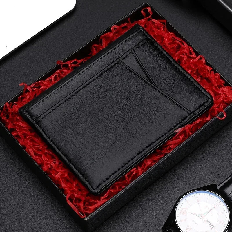 Ultra vékony puha pénztárca 100% valódi bőrből mini hitelkártya tartó pénztárca Multi Card RFID vékony kis kártyatartó férfi pénztárca