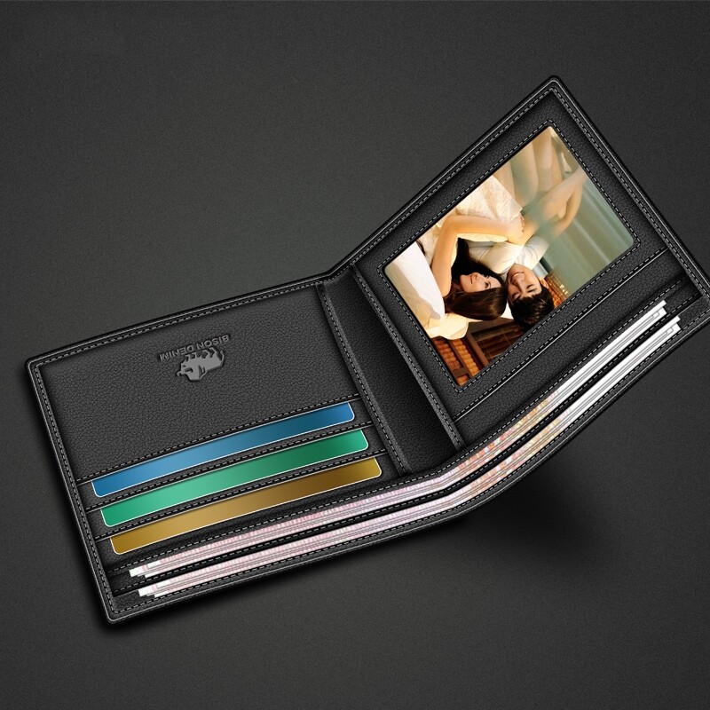 Mali novčanik od 100% goveđe kože Muški dvostruki novčanik s držačem za kreditnu karticu Torbica s RFID blokiranjem Najbolji dar muška džepna torba