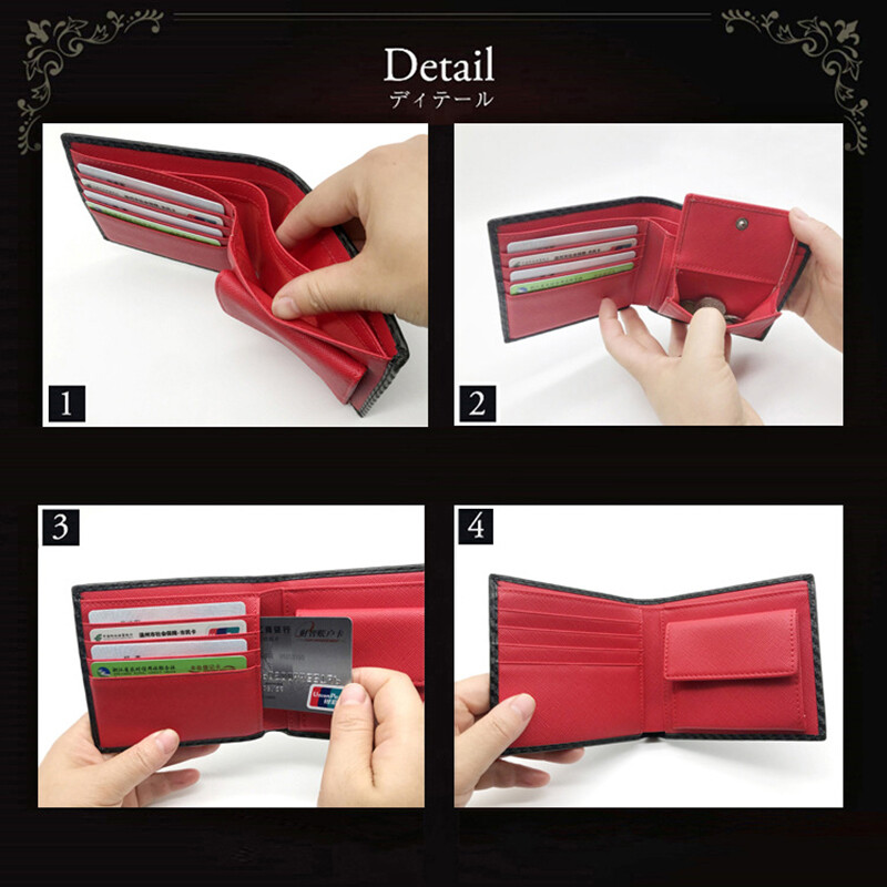 Muški kožni novčanik s uzorkom od ugljičnih vlakana, ležerni dvostruki kožni novčanik, ženski džep s više kartica, kratka kopča za novčanik Fshion