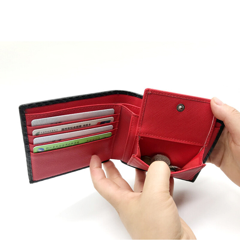 Muški kožni novčanik s uzorkom od ugljičnih vlakana, ležerni dvostruki kožni novčanik, ženski džep s više kartica, kratka kopča za novčanik Fshion