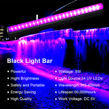 Black Light Tube 5W USB UV LED Black Light Lamp 395 nm Black Light Bar Light Effect Party Light Φωτισμός σκηνής με διακόπτη