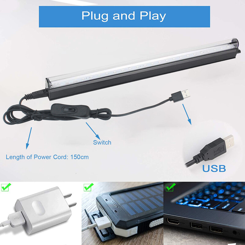 Juodos šviesos vamzdelis 5W USB UV LED juodos šviesos lempa 395 nm juodos šviesos juostos šviesos efekto vakarėlio šviesos scenos apšvietimas su jungikliu