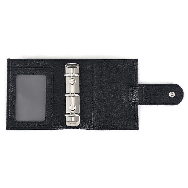 JOYIR Planificator de inele obișnuite A9 din piele integrală cu inele de 19 mm Organizator Suport card Portofel Jurnal de călătorie