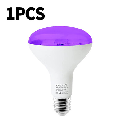 INDMIRD UV juoda lemputė, E27/26 UV lemputė 15 W lemputės, 395–400 nm juodos šviesos lempa UV-A juodos šviesos lemputė violetinės šviesos apšvietimas